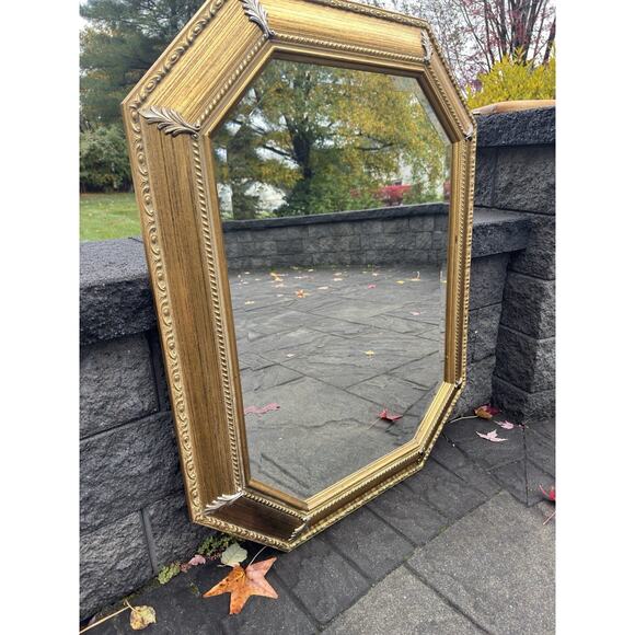 Bombay Co. Allegro Beveled Wall Mirror Italy Made Gold Wood Frame 35x27” - Picture 14 of 16